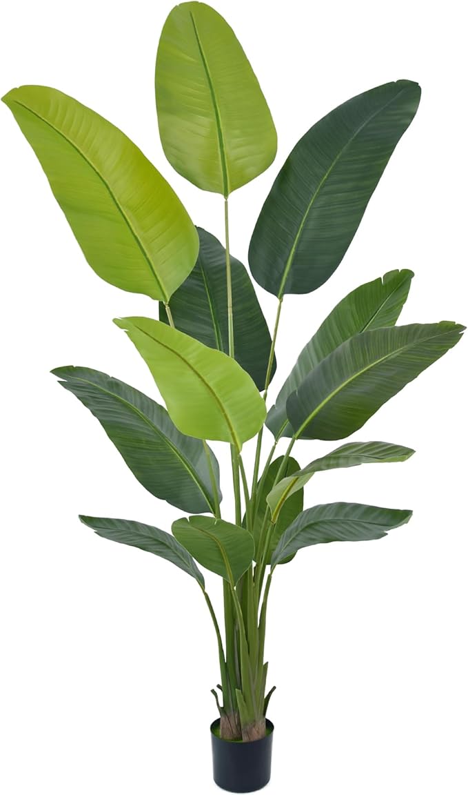 Artificial Bird of Paradise Tree 7.2FT(86in) Tall Faux Plant with Realistic 13 Leaves, Fake Tropical Floor Potted Artificial Plants for Home Office Living Room Indoor Decor (7.2feet,1Pack)