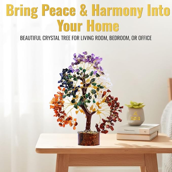 ANAYA AGATE 7 Chakra Tree of Life Crystal Healing Money Tree for Home Living Decor, Office Desk Decor, Handmade Feng Shui Bonsai for Energy, Wealth & Good Luck, Birthday Gifts for Men, Women, Mom