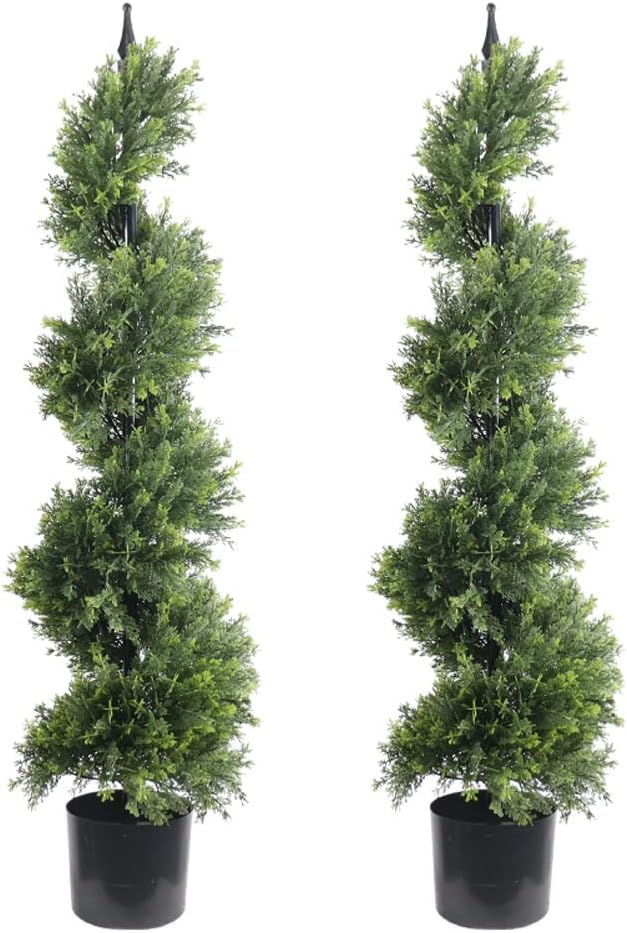 ALL SEASON GREEN 47'' Artificial Outdoor Plants Boxwood Topiary Spiral Front Porch Decor Tree Potted