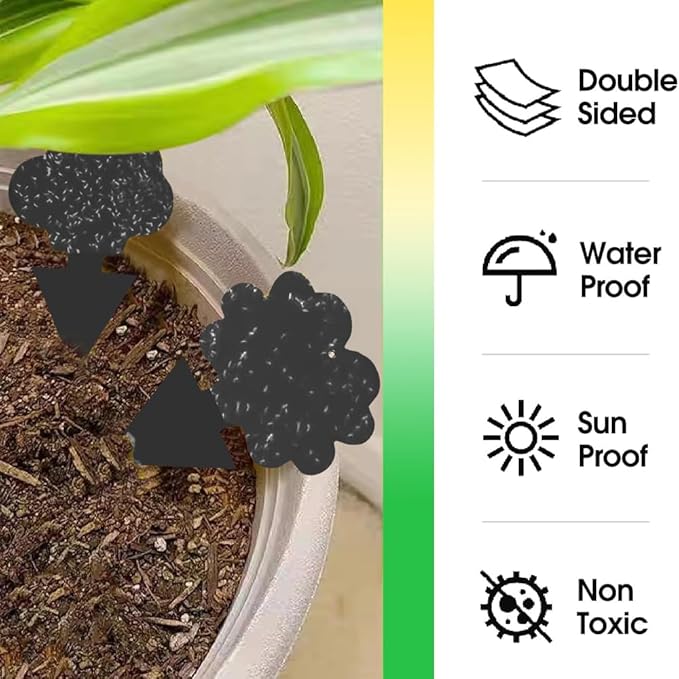 58 Pack Flying Insect Traps for Plants – Black Sticky Traps for Fungus Gnats, Flies & Flying Bugs, Indoor Outdoor Flying Bug Catcher for Pots, Garden & Kitchen, Non-Toxic, Odorless, Kid & Pet Safe