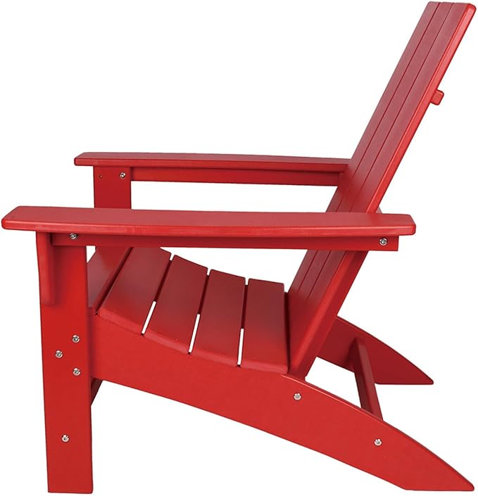 NewTechWood Flat Top Adirondack Patio Chair Weather Resistant, Easy Installation, Widely Used in Outdoor, Fire Pit, Deck, Lawn, Outside, Garden Chairs (Ruby Red)