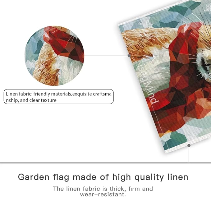 Squirrel with Red Scarf and Hat Snowflake Christmas Garden Flag, 28x40 Inch Double Sided Linen Holiday Red Winter Farmhouse Yard Outdoor Decoration (4320)