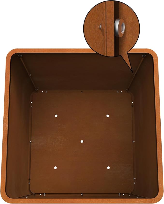 BHCORTEN Corten Steel Planter Box 20" L x 20" W x 20" H,Large Metal Square Planter for Outdoor Plants,Metal Cube Flower Pot with Drainage Hole for Porch Hotel Patio Yard