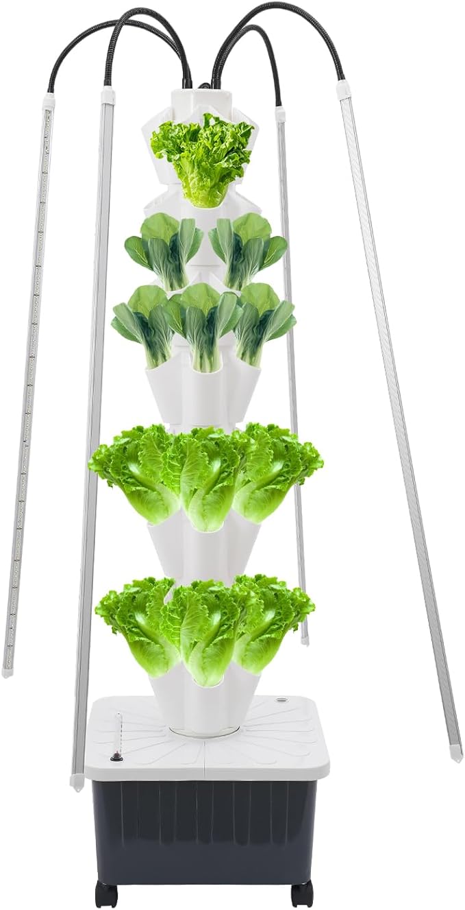 Hydroponics Growing System Kit,40 Pods Vertical Indoor Garden with LED Grow Light, Indoor Herb Garden with Wheels, Plant Germination Kit for Vegetable Fruit (8 Layer 40 pods)