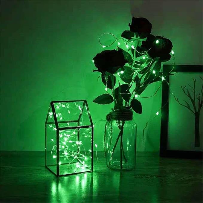 with Timer Function Battery Operated Dewdrop Led Lights,Mini Fairy Lights for Home Parties Christmas/Halloween Holiday Decoration,6 Hours on/18 Hours Off,30 LEDs,10 Feet (Green, 4)