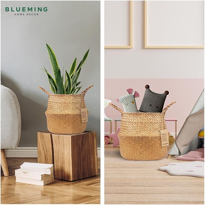 Plant Basket – Olive Tree Pot for Indoor Artificial Trees, 9-10 Inch Woven Wicker Planter Baskets for Faux House Plants (Original, Large)