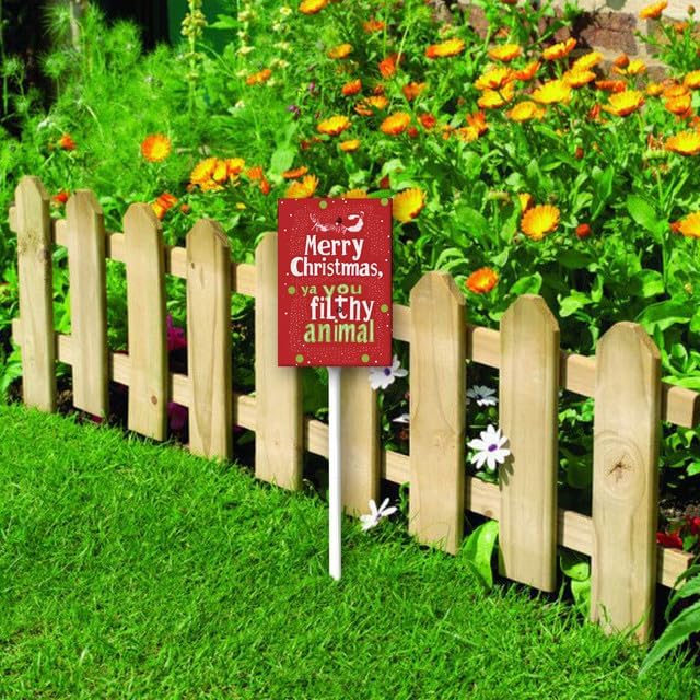 Uptell 8x12 Inch Merry Xmas Ya You Filthy Animal Garden Sign Winter House Yard Sign Porch Xmas Holiday Home Decorations Outdoor With Metal Stakes 12.8 Inch
