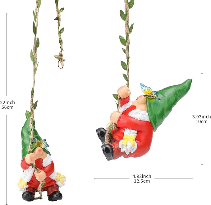 Hanging Gnome Garden Statue Climbing Garden Gnomes Lady with Butterfly Decorations Tree Hugger for Outdoor Home Lawn Patio Yard Christmas Birthday Gifts for Mom Women