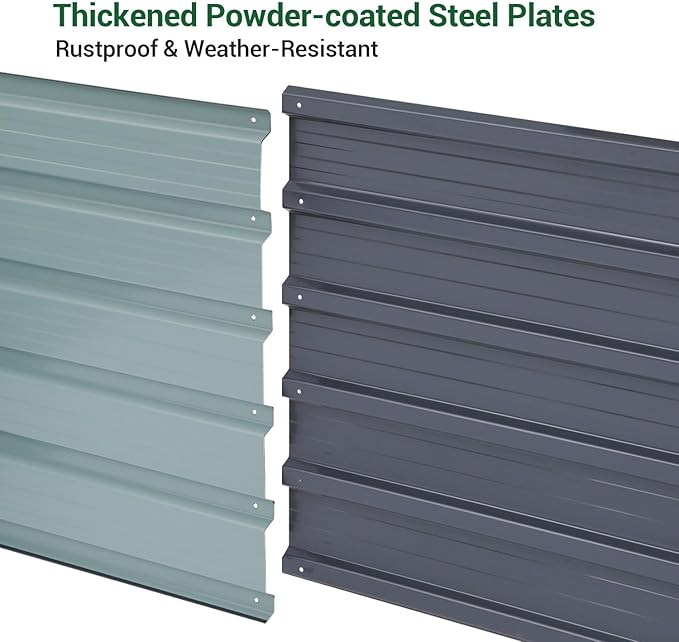 Ohuhu Metal Raised Garden Bed Outdoor 8x3x1.9 FT Reinforced Galvanized Rustproof Colored Steel Planter Boxes for Vegetables, Heavy Duty Raised Beds for Growing Flowers Herbs Succulents