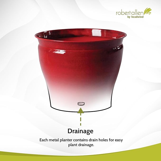 Headwind Glazed Ironstone Avery Collection Decorative Plant Pot – 10" Autumn Blaze Red Glazed Decorative Pot – Lightweight & Durable Flower Pots for Indoor Plants - Outdoor Planter by Robert Allen