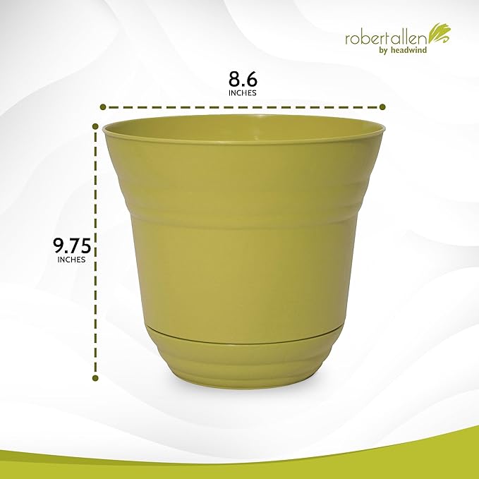 Headwind Traverse Planters – 10" 2 Pack Plastic Plant Pot in Meadow Green - Indoor & Outdoor Pots for Plants with Drainage - Decorative Plant Pot, Flower Pots Outdoor for Garden by Robert Allen