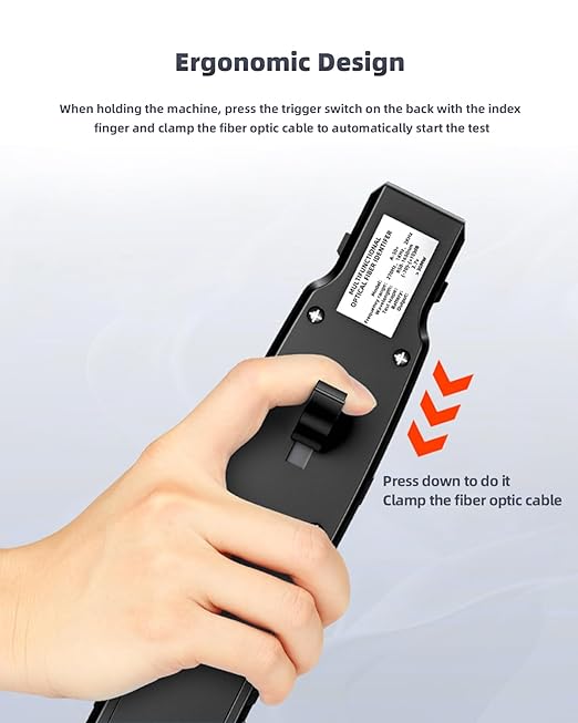 Buacoz Fiber Optic Identifier with Optical Power Meter & Red Light Source, 5-in-1 All-in-One Tester for Single & Multi-Mode, Fiber Direction Detector with Clamp, Battery-Powered -70-10dBm