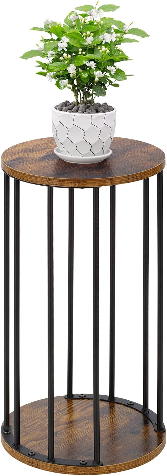 Leinade Plant Stand Indoor,small plant stool,Flower Pot Corner stand holder,Mid Century Heavy Duty Metal Tall Home Decor,Modern Round End Table,Small Rustic Display Stand for Living Room,Bedroom(Brown,21In)