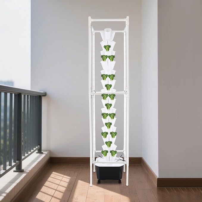 Hydroponics Growing System Kit,70 Pods Vertical Indoor Garden with LED Grow Light, Indoor Herb Garden with Wheels, Plant Germination Kit for Vegetable Fruit (14 Layer 70 Holes)