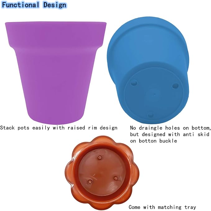 PURPLE STAR 1N 25 Packs Cupcake Plant Nursery Pots with Humidity Dome-Small Flower Pots for Kids-Planting Containers Cups for Indoor Outdoor Plant Succulent Display (Mixed Color)