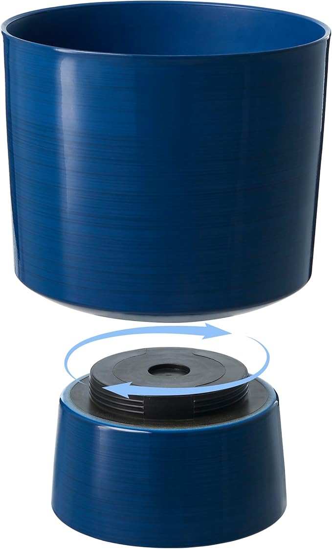 Glitzhome Set of 2 Plastic Planters, 16.75" H Faux Ceramic Eco-Friendly Outdoor Indoor Plant Pots, Lightweight Flower Container Decor with Easy Knock-Out Drainage Hole for Patio Balcony, Cobalt Blue
