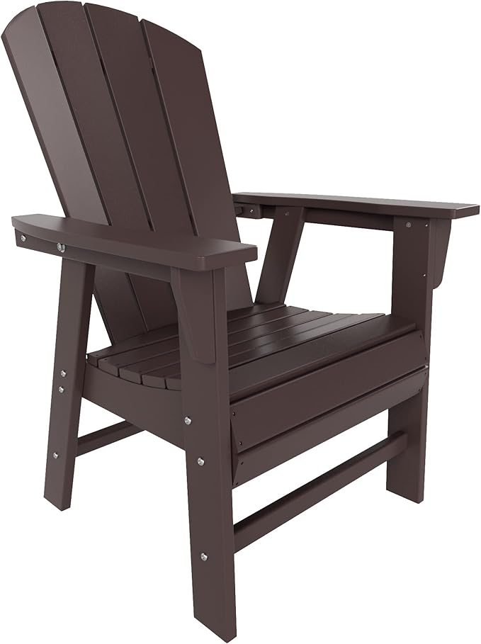 WestinTrends Malibu 5 Piece Adirondack Patio Dining Set, All Weather Poly Lumber Outdoor Table and Chairs Furniture Set, 47" Trestle Round Dining Table and 4 Adirondack Dining Chair, Dark Brown