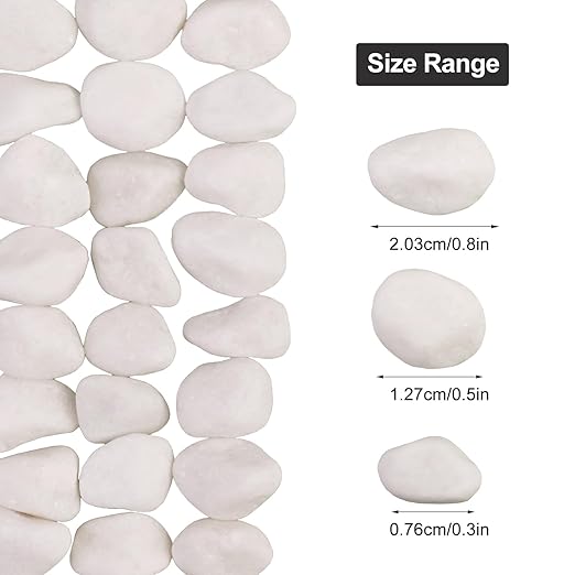 Lechloris 10Ib Snow White River Rock- Decorative Pebbles for Plants - River Rocks for Outdoor Landscaping- 0.3"-0.8" inch Polished Stones for Stones for Aquarium, Home Decor,Garden Decor