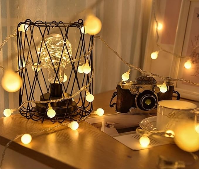 33ft 80 LED Globe String Lights – USB Powered Warm White Fairy Lights for Bedroom, Patio, Wedding, Party & Indoor Outdoor Decor
