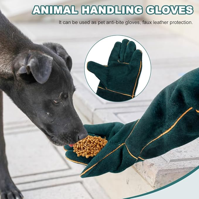 23.7" Animal Handling Gloves - Bite Proof, Long Protective, Durable Gloves for Cat, Dog, Snake, Falcon, Zoo Workers