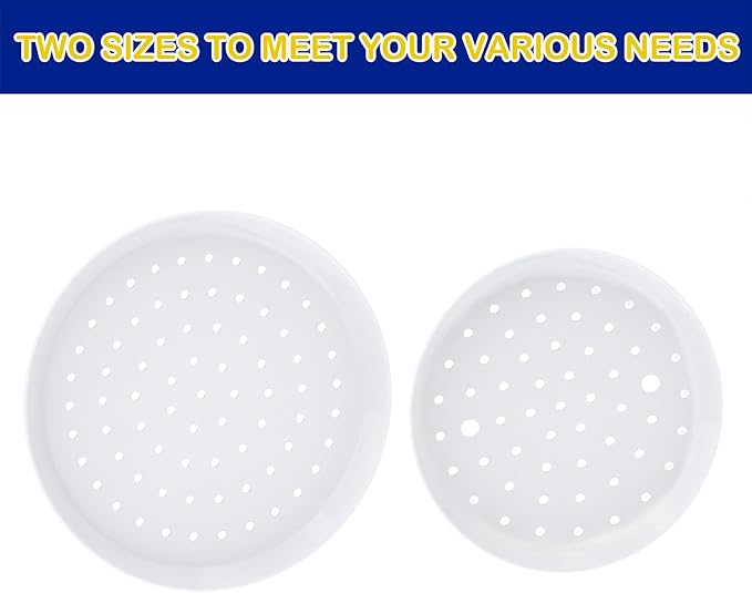 HingoFuni 2 PCS Planter Insert for Large Pots, 8.6'' / 10.4'' Plant Pot Insert with Drainage Holes, White Plastic Plant Risers Use Less Potting Soil, for Indoor & Outdoor Use