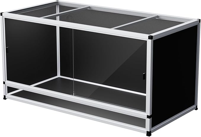 120 Gallon Bearded Dragon PVC Reptile Enclosure, 48 x 24 x 24 Inch Tank with Front Sliding Doors, Top Ventilation, Easy-Clean Large Terrarium