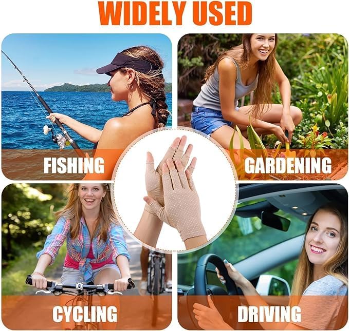 INOGIH Women Sunblock-Fingerless Gloves UV-Sun-Protection Driving Non-Slip Outdoor Gloves for Women Girls