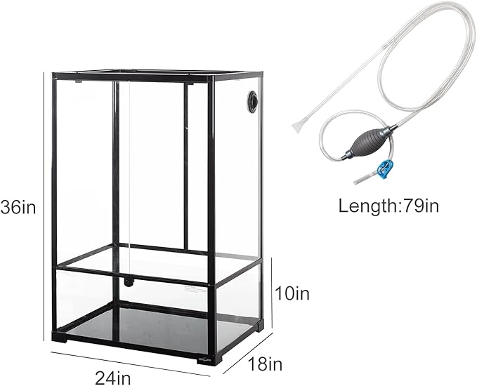 REPTI ZOO 67 Gallon Glass Terrarium Tank,Knock-Down Paludarium Large Terrarium 24"x18"x 36”,Bio Deep Base 10”, Double Hinge Door, Siphon Gravel Cleaner Set Included