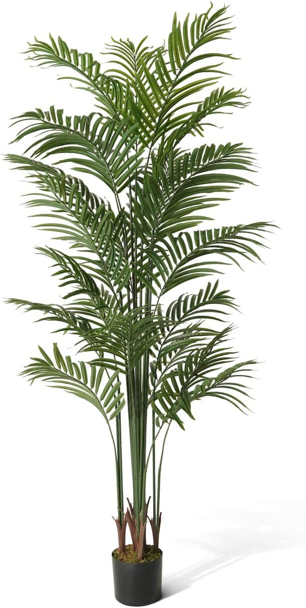CAPHAUS 6FT Artificial Palm Tree Potted, Realistic Fake Palm Plant for Indoor & Outdoor, UV Resistant Low Maintenance Faux Tree for Home Office, Living Room, Covered Patio Decor