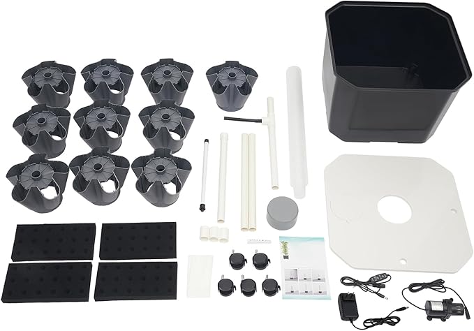 Hydroponic Growing System, 50-Plant Vegetable Planter Tower with Wheels, Outdoor Indoor Garden Vertical Planter Germination Kit with Water Pump, Intelligent Water Circulation & Timer Function