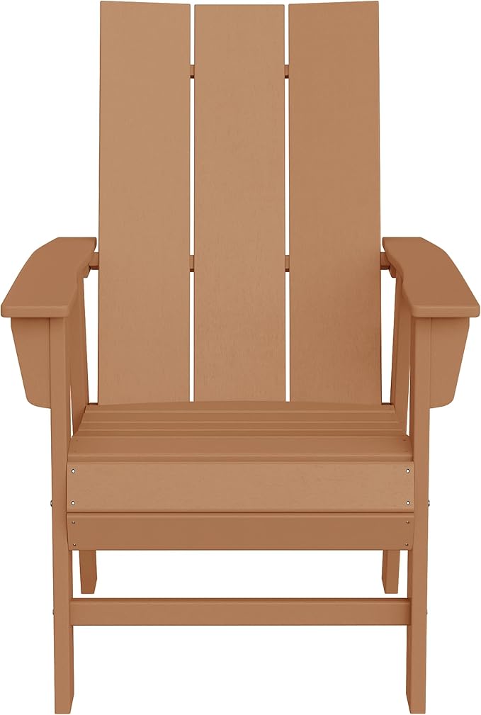 WestinTrends Ashore Outdoor Patio HDPE Plastic Modern Adirondack Dining Chair Teak