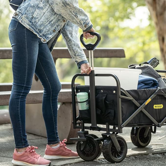Whitsunday Collapsible Wagon with Tailgate for Camping Outdoor (Dark Grey, No Table)