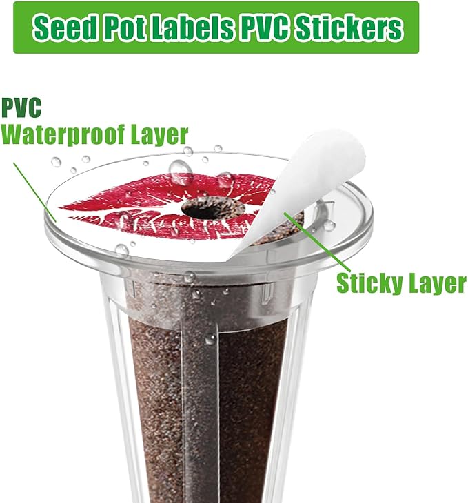 Hydroponic Seed Pod Label Sitckers, Dryades 150PCS PVC Plant Grow Basket Stickers for Marking Plants and Understanding Plant Growth (38mm)