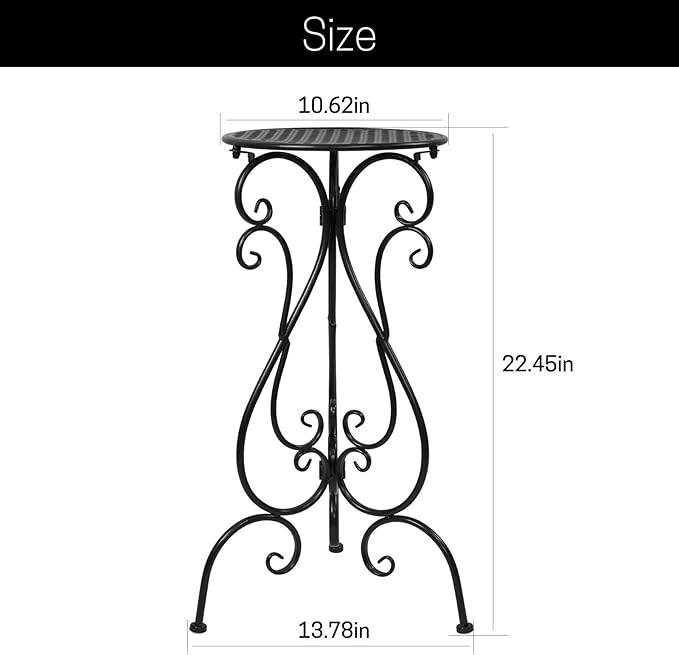 NAKUPE Metal Plant Stands Indoor Outdoor, Heavy Duty Flower Pot stand 22.5 inch Tall, Planter Pedestal Holder Rack for Patio Garden Porch Corner House Deck, 2 Pack(Black)