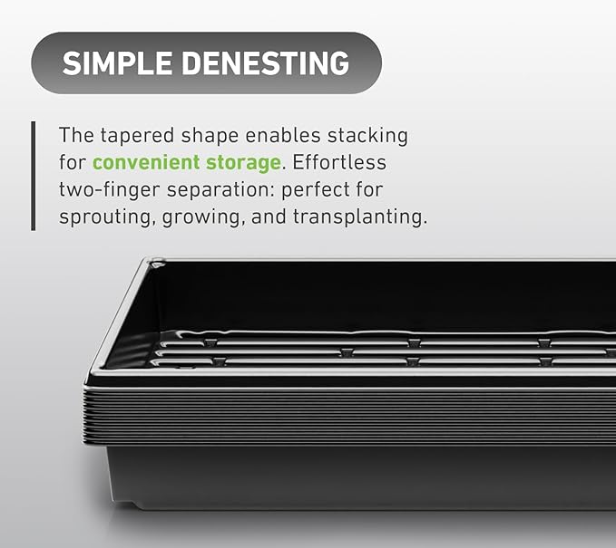 Yield Lab 10x20 Inch Black Plastic 5 Pack Plant Propagation Tray – Growing Trays for Garden, Planting, Seedling, Soil & Hydroponic Horticulture - Microgreen Trays Grow Plants - No Drain Holes