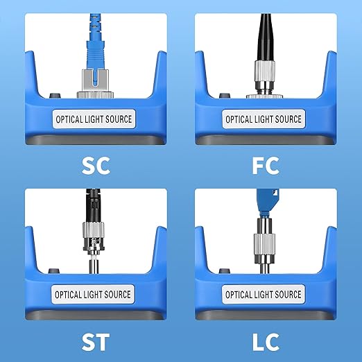 Rechargeable Fiber Optic Light Source A-C1315 Fiber Optic Cable Tester Single-Mode Dual wavelength 1310/1550nm Fiber Optic Power Meter Suitable for SC/FC/ST/LC Interface Equipped with 1 FC-LC Adapter