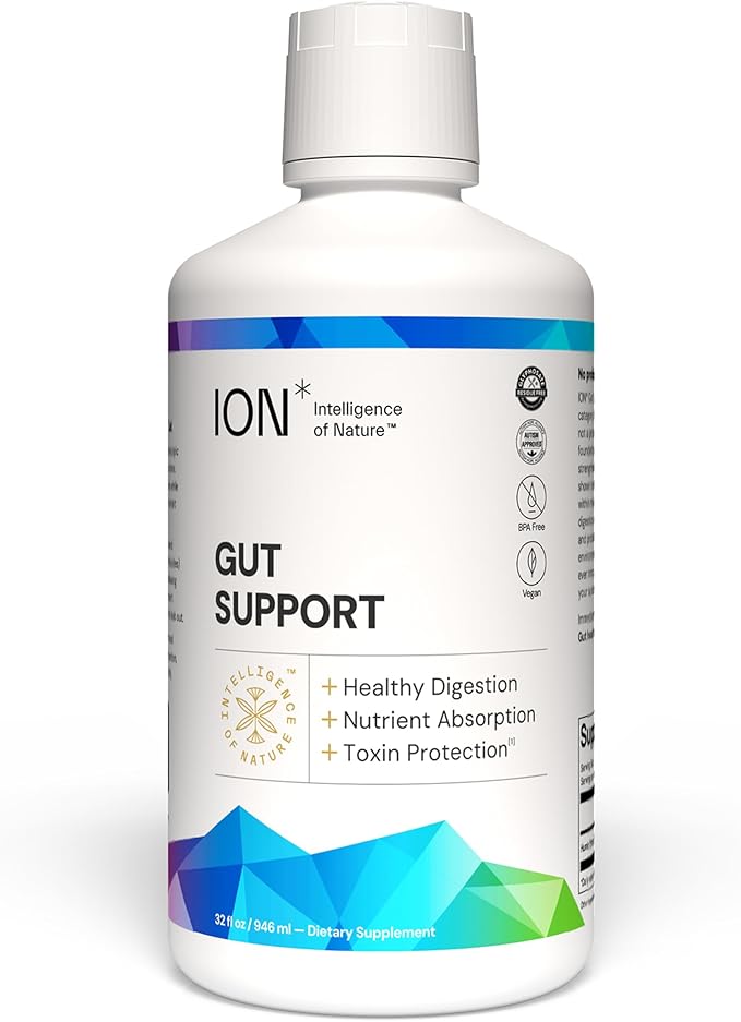 ION* Intelligence of Nature Gut Support Liquid Supplement - Gut & Digestive Health Liquid Drops, Cleanse & Detox with Humic Extract for Women & Men, Adults & Kids 4+ - 32 fl oz (Pack of 1)