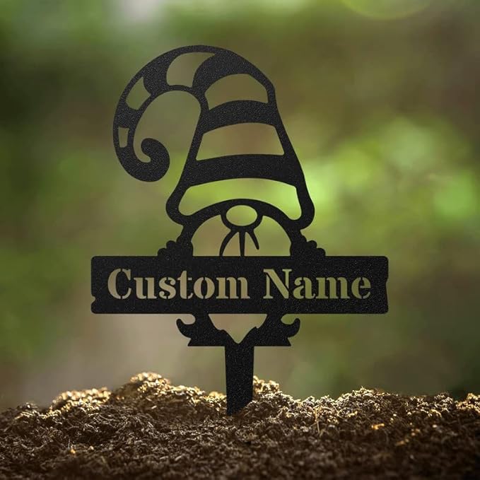 RealSteel Customizable Gnome Seed & Plant Markers – Durable Metal Garden Stakes for Herbs, Fruits & Vegetables – Weatherproof Tags for Farmhouse & Greenhouse Décor (Type 2, Small)