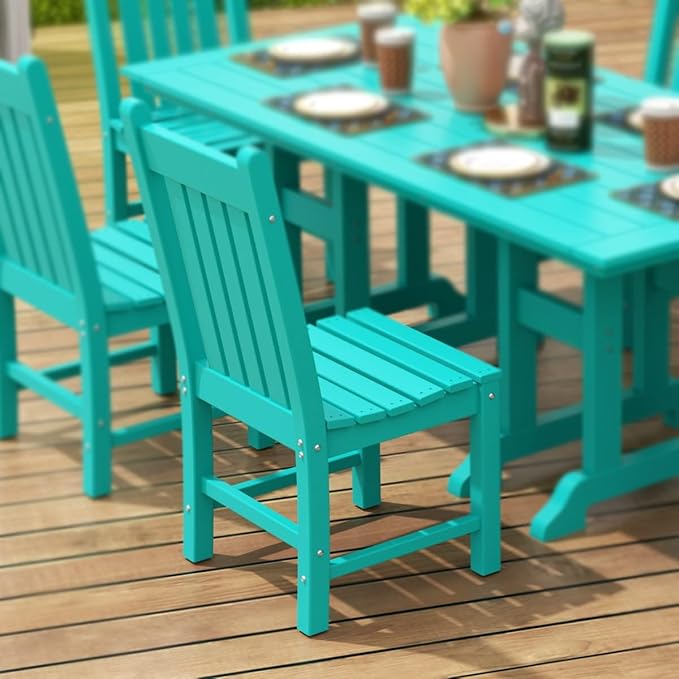WestinTrends Malibu HDPE Outdoor Armless Patio Dining Chair Turquoise