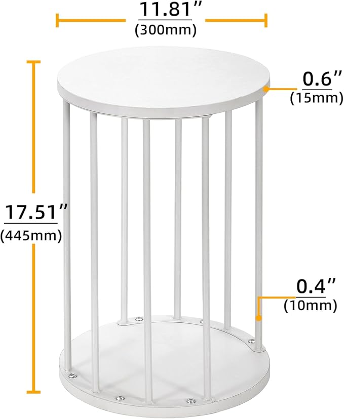 Leinade Plant Stand Indoor,small plant stool,Flower Pot Corner stand holder,Mid Century Heavy Duty Metal Tall Home Decor,Modern Round End Table,Small Rustic Display Stand for Living Room,Bedroom(White,18In)
