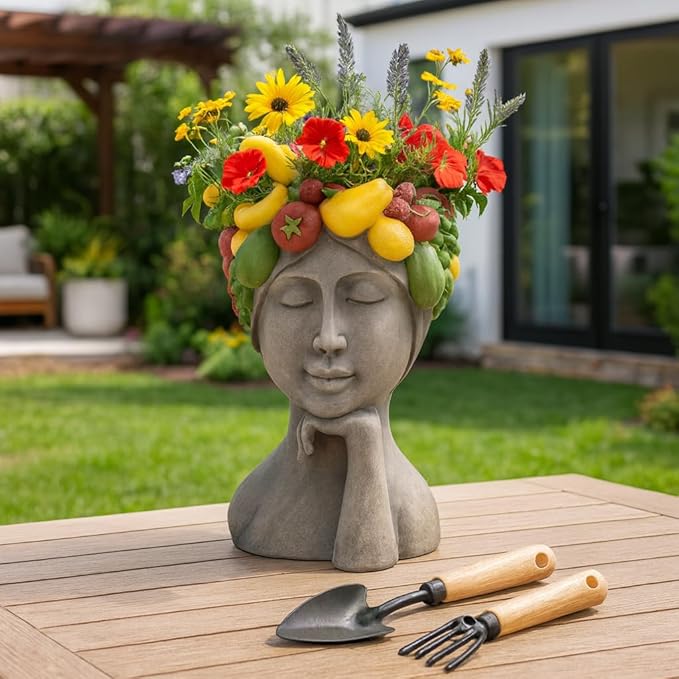 Sagebrook Home Polyresin Face Planter - Enrich Your Space with Greenery