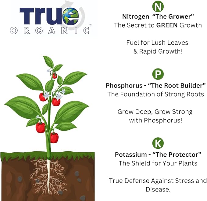 True Organic Rose & Flower Food – Organic Fertilizer for Stunning Blooms – 12lb Bag Covers 210 Sq. Ft.