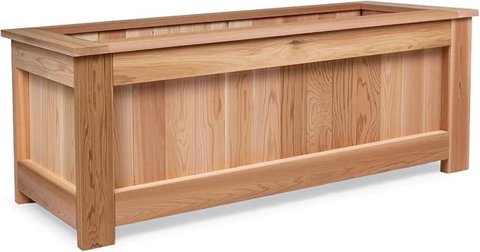 All Things Cedar 4 Foot Cedar Box Planter, Elevated Outdoor Garden Bed, Natural