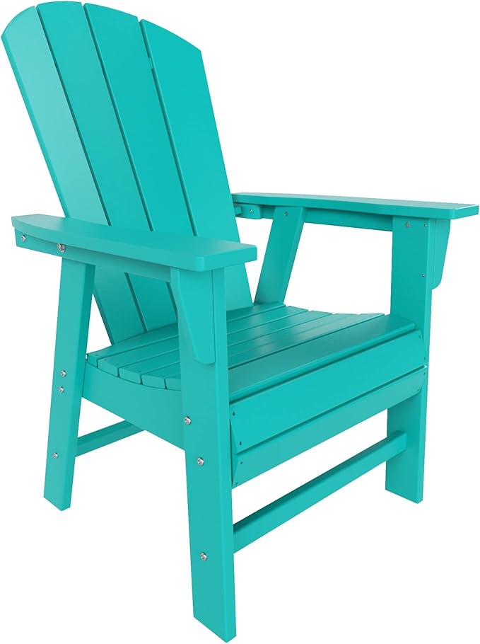 WestinTrends Malibu 5 Piece Adirondack Patio Dining Set, All Weather Poly Lumber Outdoor Table and Chairs Furniture Set, 47" Trestle Round Dining Table and 4 Adirondack Dining Chair, Turquoise