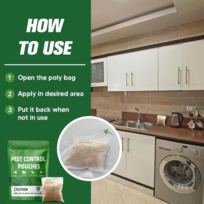 LAQDECDV Pest Control, Mice Repellent Indoor, Mouse Repellant Pouches, Rodent Repellent, Peppermint to Repel Ant, Roach & Spider, Rat Deterrent for House, Keep Mice Away -2P