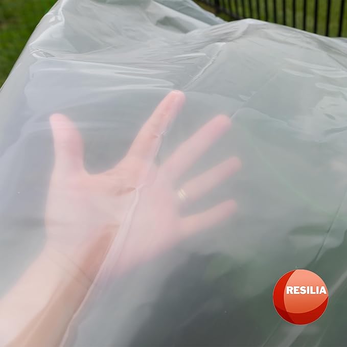 RESILIA Clear Greenhouse Sheeting - UV-Protected, Heavy-Duty Gauge Outdoor Polyethylene Cover for Weatherproofing Greenhouses, Garden, Plants, 6.5' by 10' Roll, 6 Mil, 0.006 Inch, Thick, Made in USA