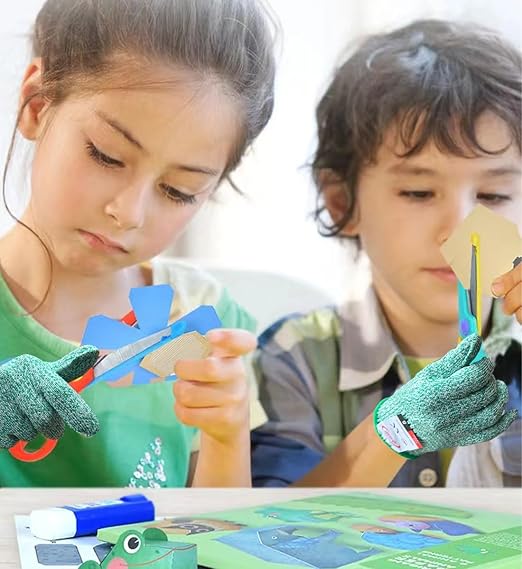 2 Pairs Cut Resistant Gloves for Kids 7-9 Years, Level 5 Protection Cutting Gloves Food Grade for Cooking, Whittling, Wood Carving, Gardening and DIY(Grey-XXS)