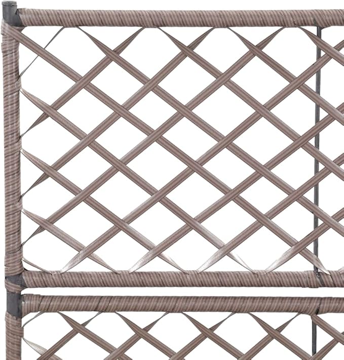 vidaXL Poly Rattan Brown Trellis Raised Bed - 2 Removable Pots with Large Flower Boxes - Built-in Support for Climbing Plants - Outdoor Patio Garden Decoration