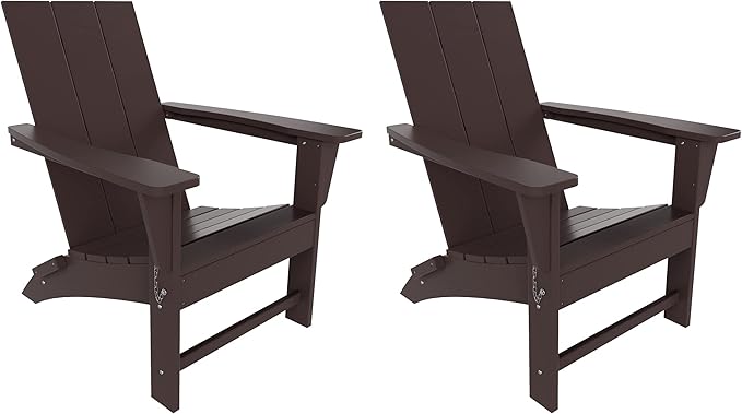 WestinTrends Ashore Modern Outdoor Folding Adirondack Chair (Set of 2), Dark Brown