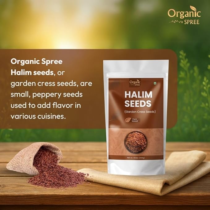 Organic Spree Halim Seeds 300gm (10.6oz) | Garden Cress Seeds | Lepidium Sativum | Pure and Natural